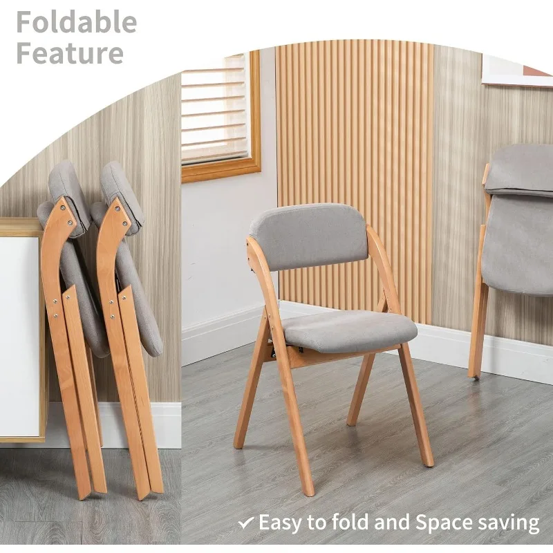 Cushion Padded Folding Chiars 4 Pack-Wooden Folding Dining Chairs