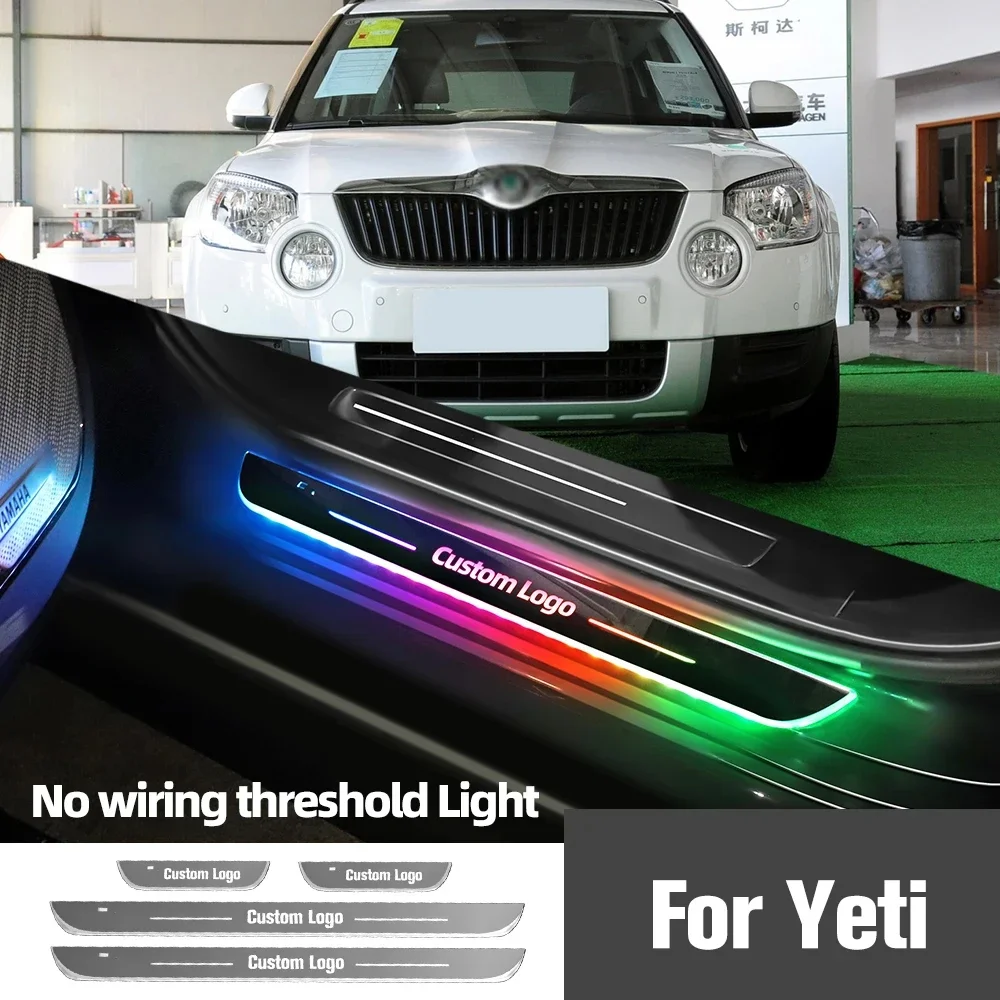

For Skoda Yeti 5L 2008-2017 2013 2014 2015 2016 Car Door Sill Light Customized Logo LED Welcome Threshold Pedal Lamp Accessories