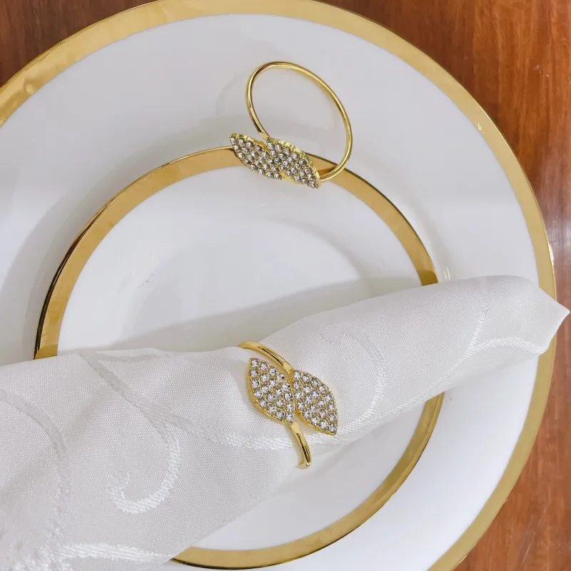 6/12 Pcs Metall Serviette Ringe Halter, Blatt-Gold Serviette Ring, für Hochzeit Party Abendessen Tisch Dekoration – Detail 4