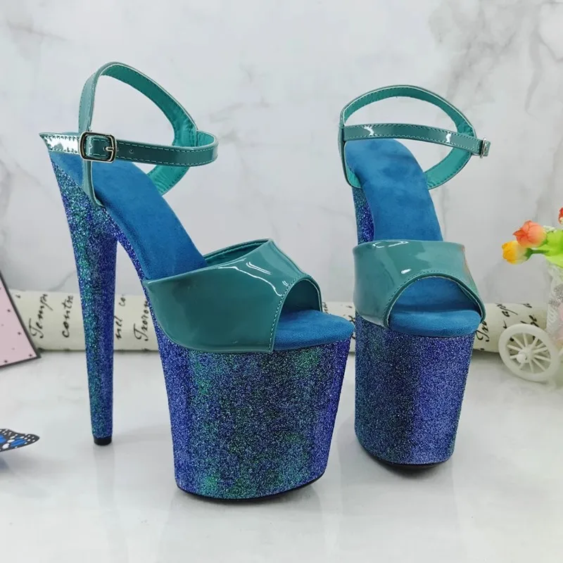 

LAIJIANJINXIA New 20CM/8inches PU Upper Fashion Sexy Exotic High Heel Platform Party Women Sandals Pole Dance Shoes 035