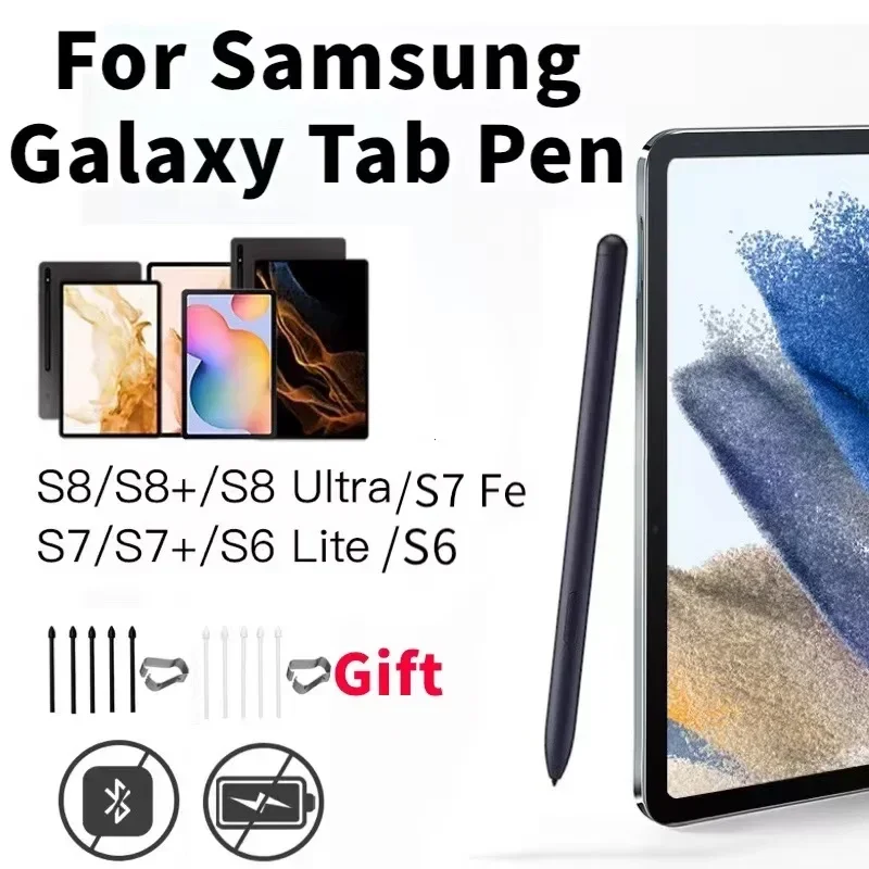 태블릿용 삼성 스타일러스 S 펜, 탭 S6Lite S7 FE S7 S7Plus S8 S8Plus 터치 드로잉 스타일러스 터치 펜 (블루투스 없음) 