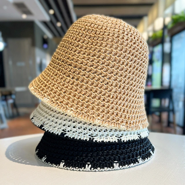 Hat Female Spring and Summer Hollowed Out Breathable Bucket Hat  All-matching Face Display Small Visor Hat Braided Basin Hat - AliExpress