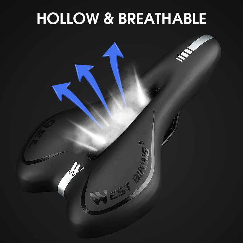 WEST BIKING Bicycle Saddle Hollow Breathable Comfortable Ergonomic Cycling Seat Soft GEL Sponge MTB Road Bike Seat Bike Parts