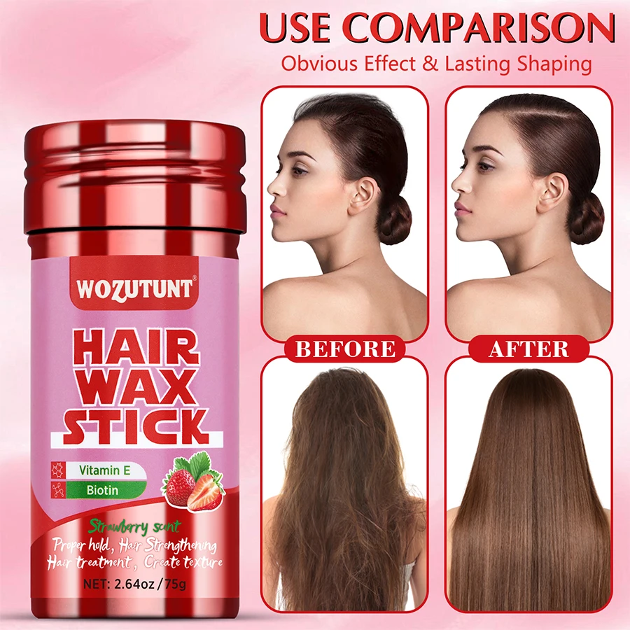 Hair Wax Stick Hair Comb Bristle Brush Edge Brush for Wig Edge Control 75g 4pcs/set