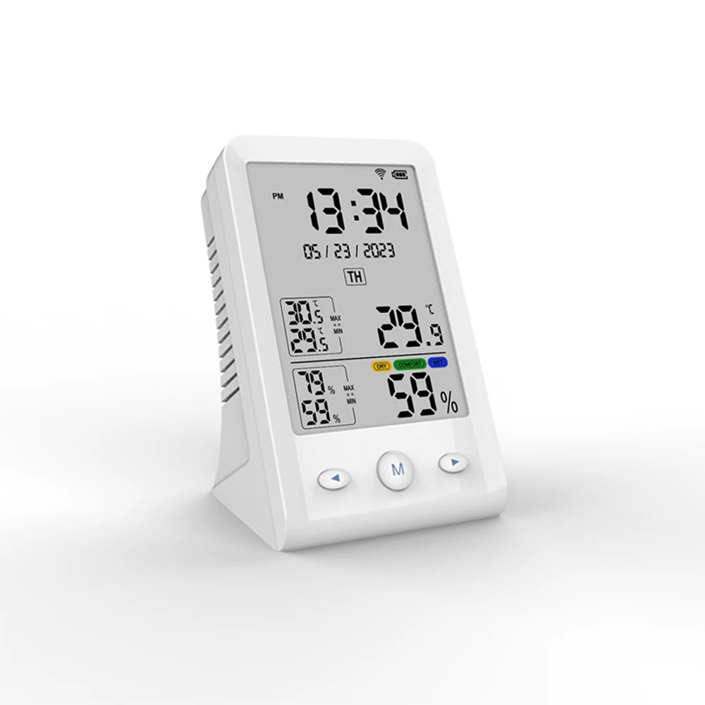 

Датчик температуры и влажности Tuya, Wi-Fi USB Перезаряжаемый с ЖК-дисплеем, совместим с Google Home Alexa