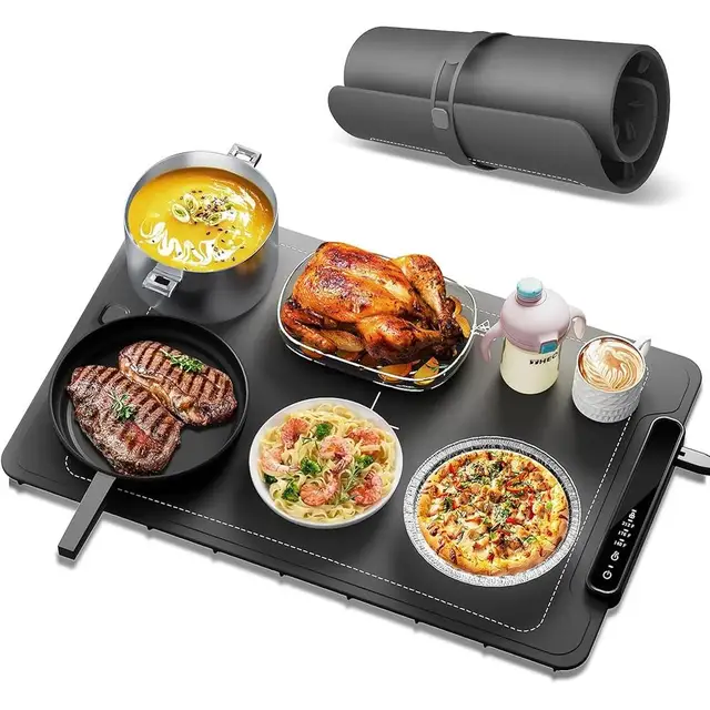 Electric Food Warming Mat – Silicone Heating Tray with 3 Temperature Modes & Compact Rollable Design 2