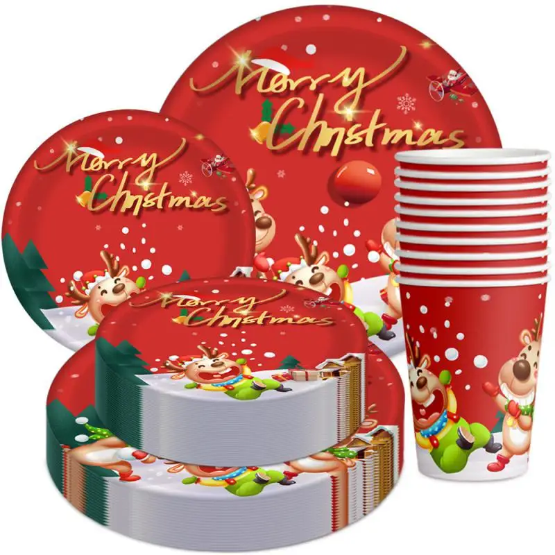 10pcs Halloween Disposable Tableware Sets Christmas Paper Plates Cups Ghost Pumpkin Halloween Party Decorations
