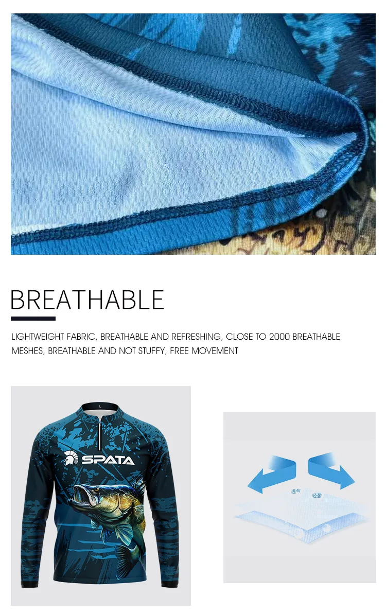 Description Picture 6 of item2025 SPATA Outdoor Sports Fishing Shirts Anti-UV Fishing Jerseys Sunscreen Breathable Moisture-wicking Quick-Dry FIshing Clothes