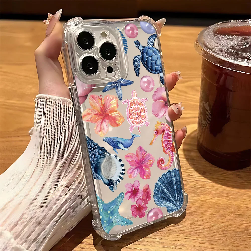 Ocean Life Theme Anti-Fall Clear Phone Case