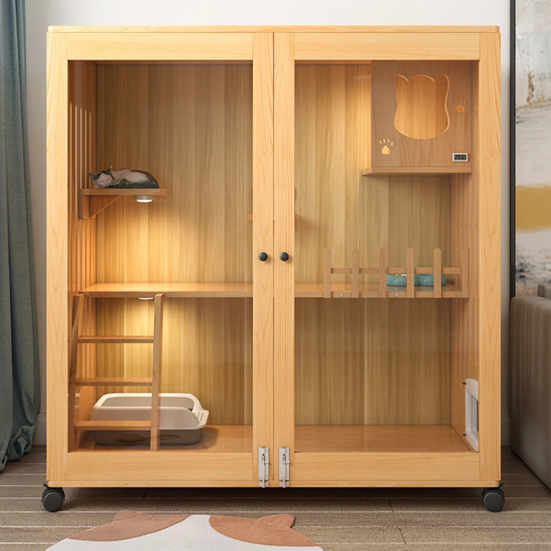 

Solid wood cat cat cage villa