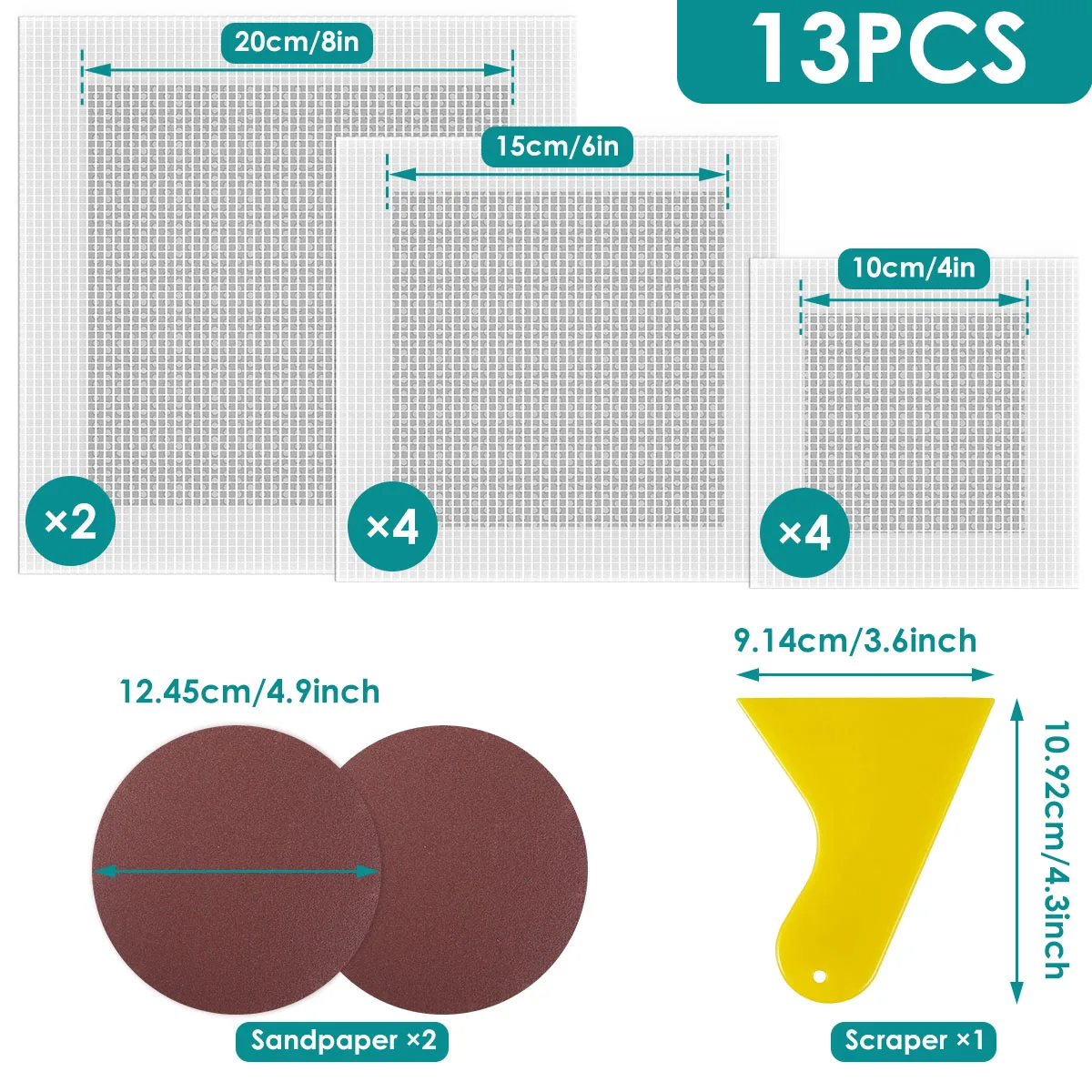 13Pcs Drywall Repair Kit Fiberglass Mesh Crack Patch Self Adhesive Wall Repair Patch with Scraper Sandpaper For Wall Renovation