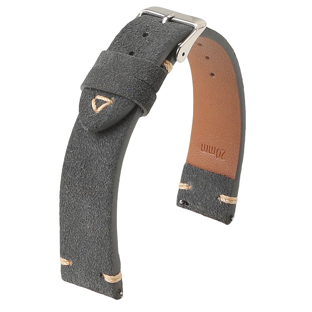 Premium Hand-Sewn Retro Calfskin Suede Watchband - Quick Release Soft Strap