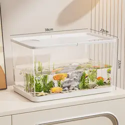 Eco - Friendly Transparent Mini Fish Tank with Lid (A3)