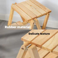 Folding Multi-function Ladder Stool Solid Wood Free Installation Step Stool Province Space Two or Three Steps Home Ladder Chair 3