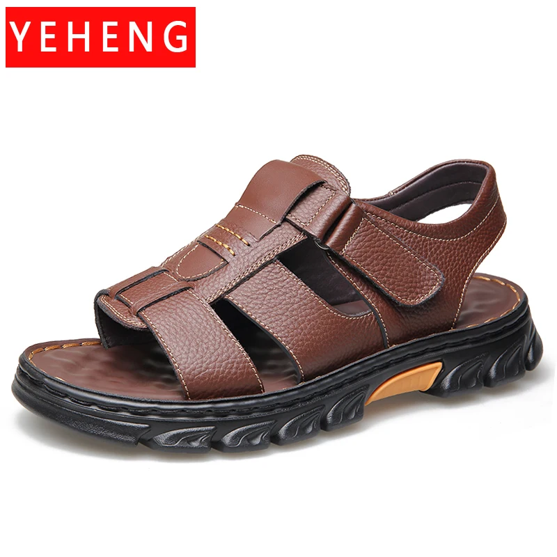 

Summer New Men's Casual Sandals Breathable Leather Classic Handmade Roman Sandals Men's Outdoor Sneakers Wading Beach Shoes