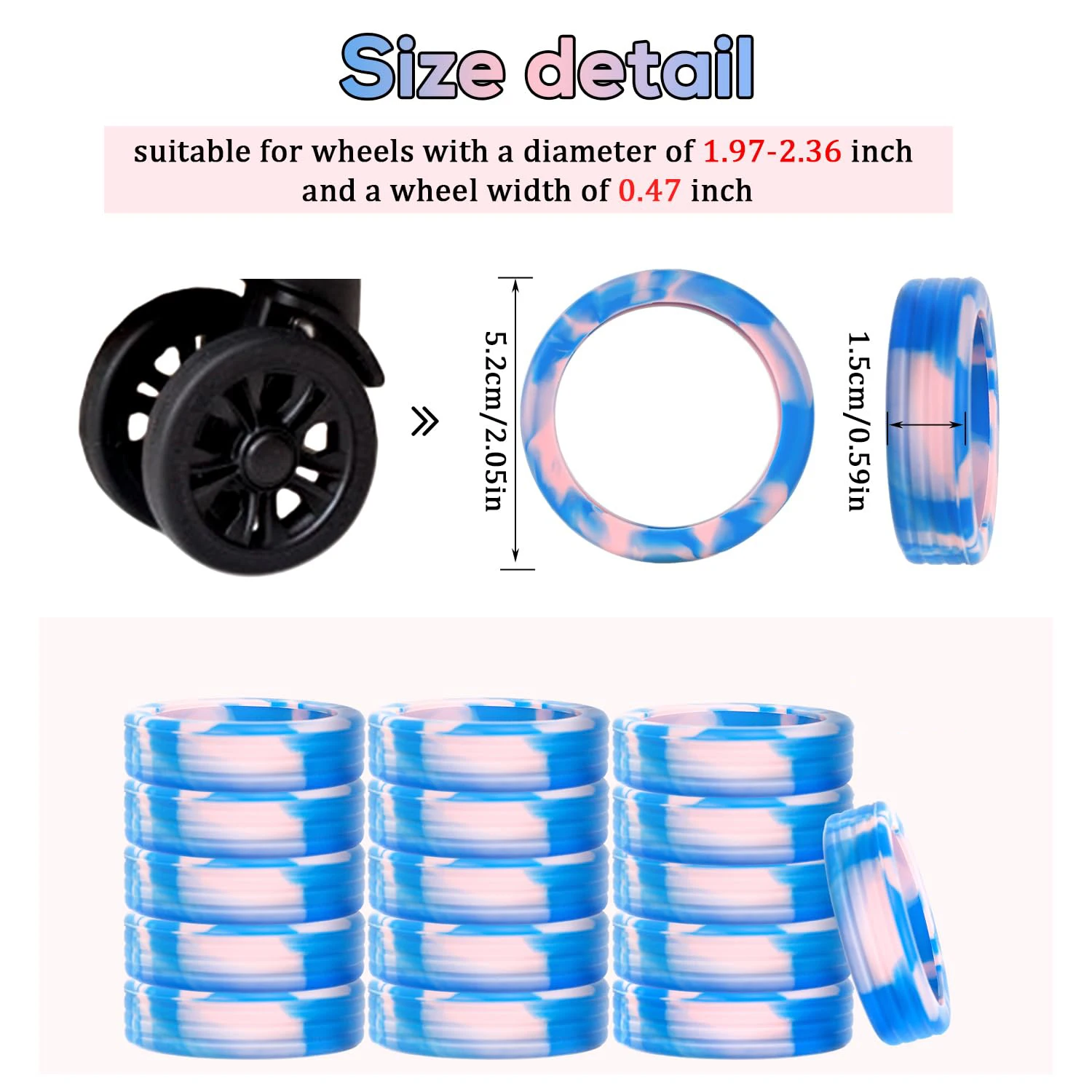 4-40pcs Luggage Wheel Covers Silicone Suitcase Wheel Covers Luggage Wheel Protector Heavy Duty Noise-Proof Accessories 6