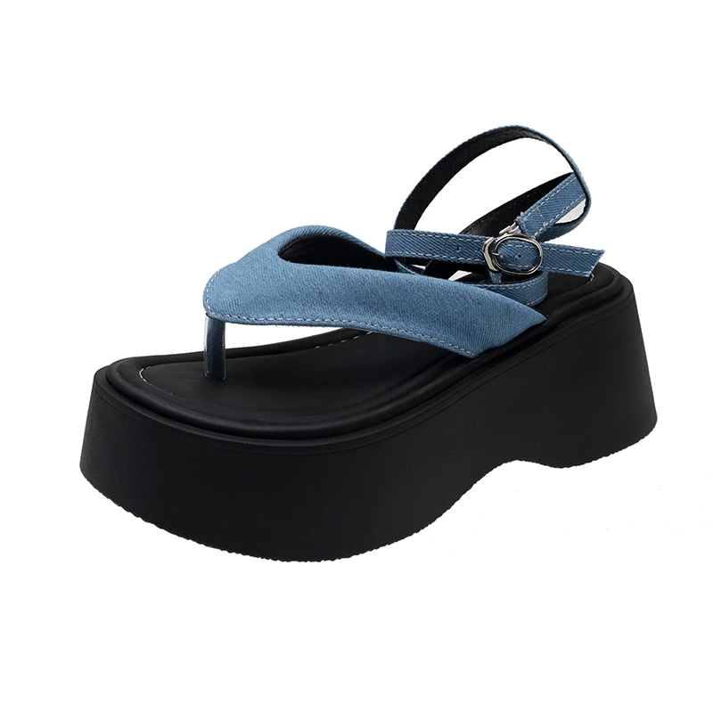 Women Heeled Sandals High Heels Clip Toe Shoes Platform Buckle Flip Flops Summer Fashion Pumps Slingback