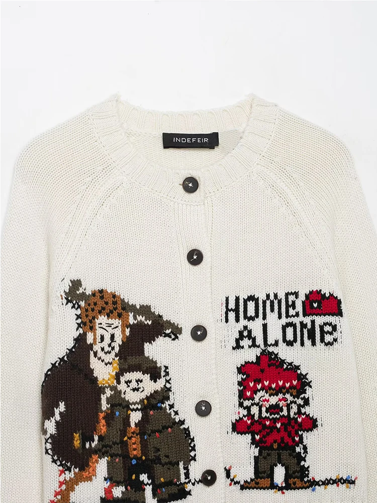 New Year Chic Jacquard Women Cardigan Long Sleeve Lapel Knitting Cardigans Fashion 2025 Autumn Winter Elegant Sweater Coat