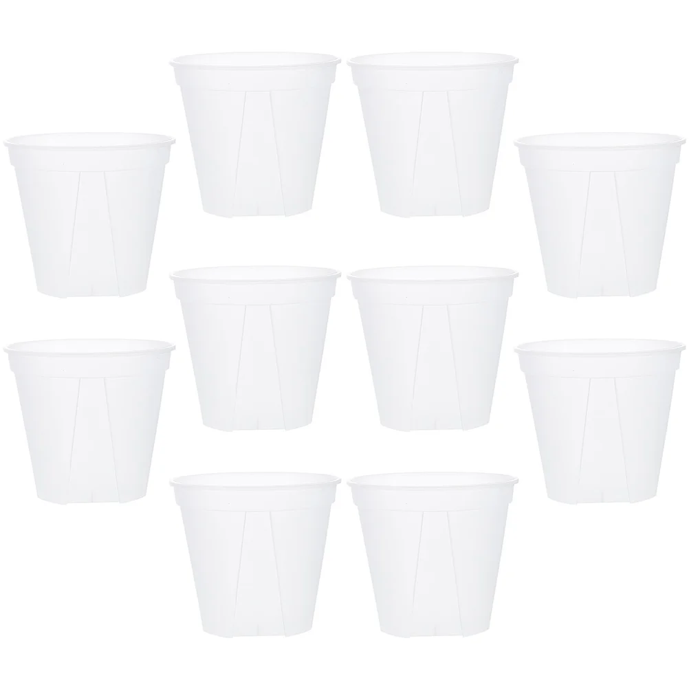 

10 Pcs Clear Plastic Container Transparent Flower Pot Pots Plant Cactus White Nursery