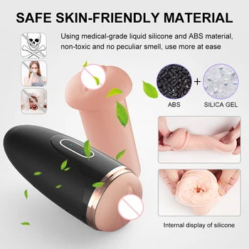 Automatic Masturbators for Men with Vibration Male Masturbation Cup Realistic Vaginal Sex Toys with Sound Sex Machines Black 5