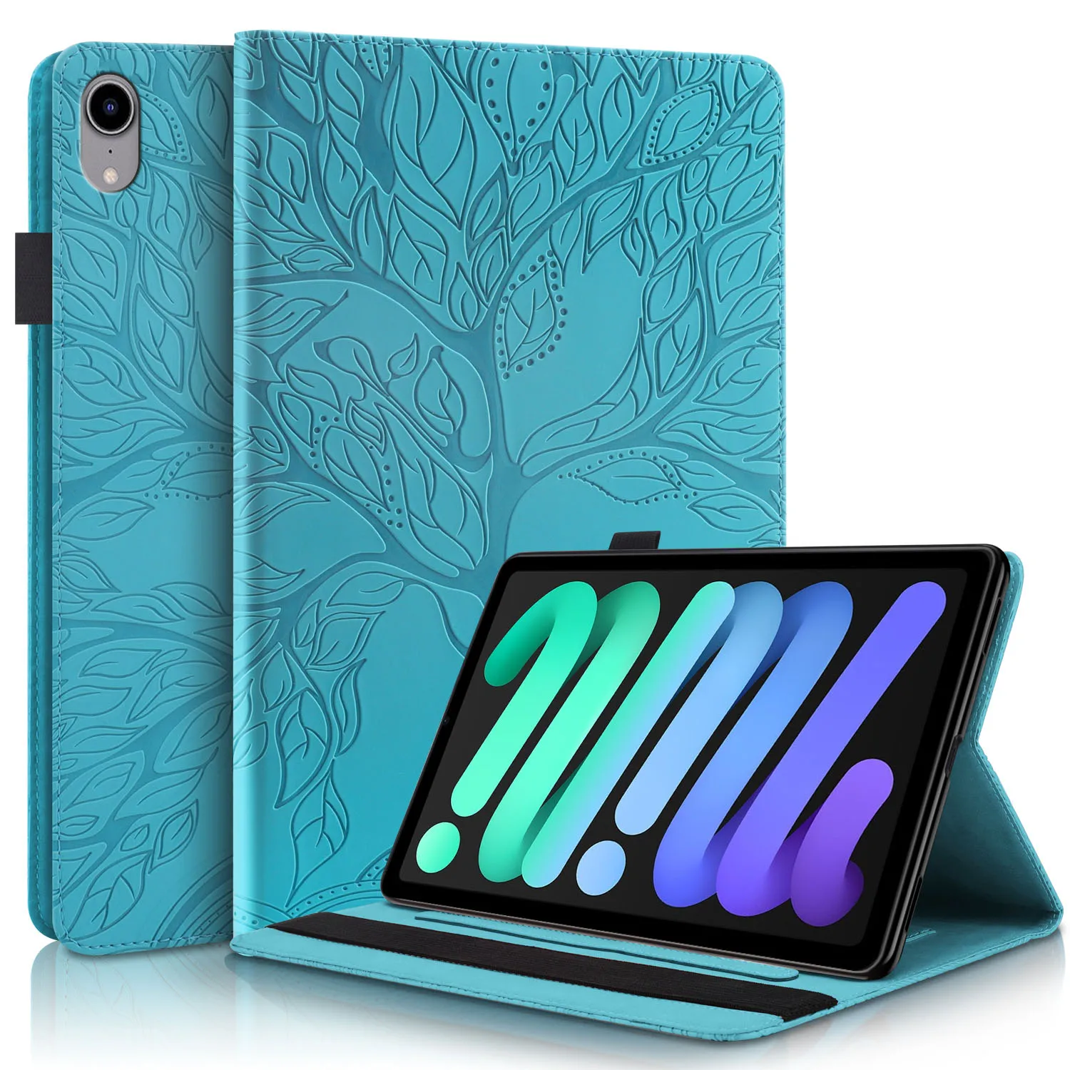 MOKASE Hoesje voor 10,2 duim iPad 9e/8e/7e Generatie 2021 2020 2019, Kunstleren Standaard Bescherm Hoes met automatisch Wakker/Slaap & Penhouder & Kaartsleuven voor iPad 10,2 duim, Purple Scenery