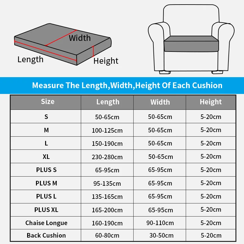Jacquard Sofa Seat Cushion Cover Solid Color Thick Elastic Sofa Covers for Living Room Chair Seat Cover Furniture Protector 1PC 2