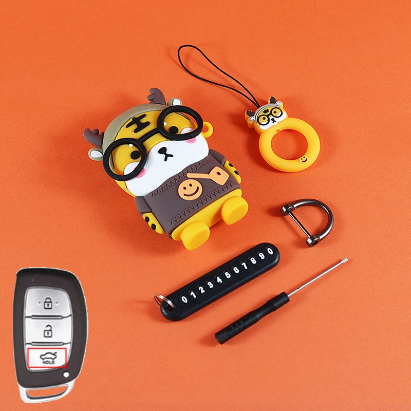 جرابات مفاتيح سيارة من الكرتون النمر ، أغطية مفاتي...