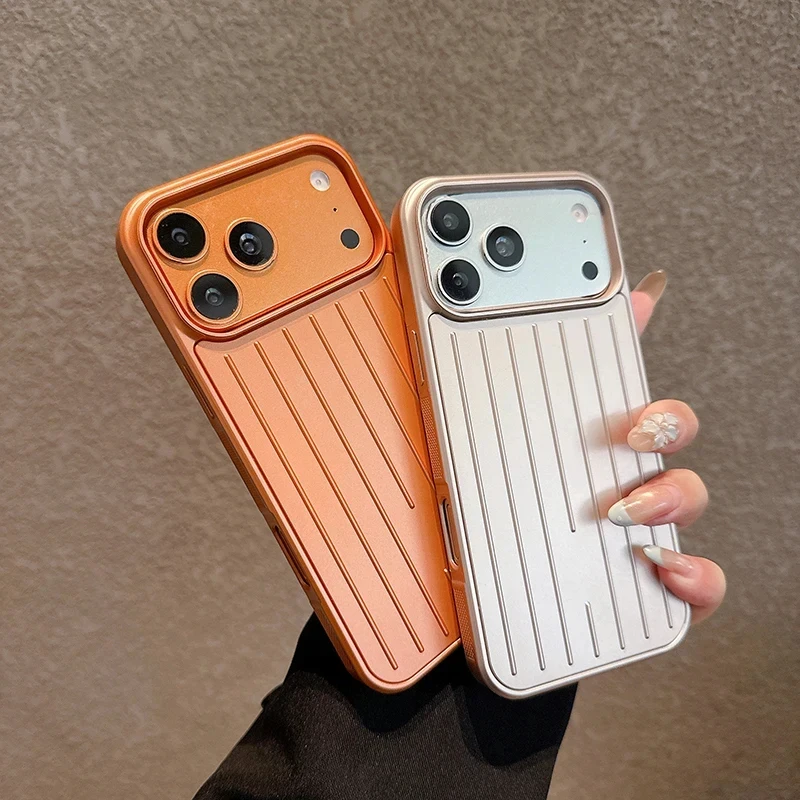 Luxury Striped Texture Shockproof Phone Case - Titanium Glossy Business Cover