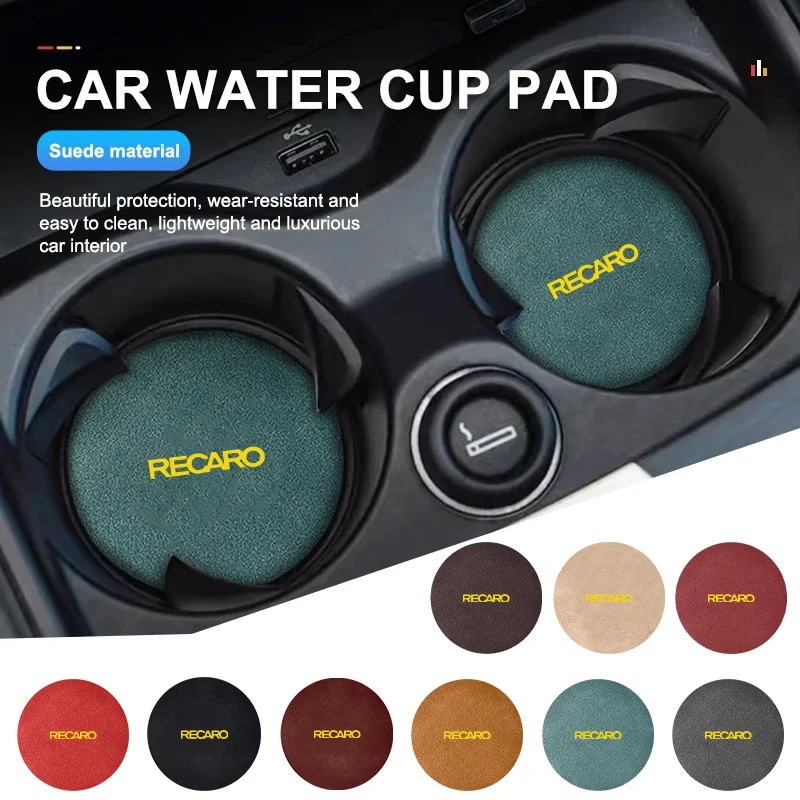 2Pcs Car Interior Water Cup Mat Sottobicchieri In Pelle Pad Per Accessori Recaro Racing Interior