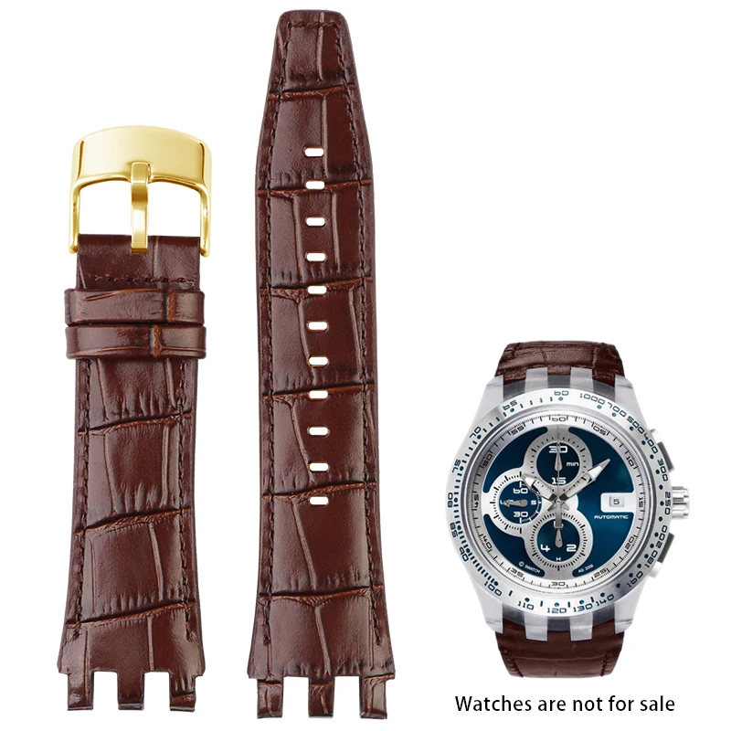 22mm Cowhide Leather Watchband for Swatch SVGK407 SVGK406