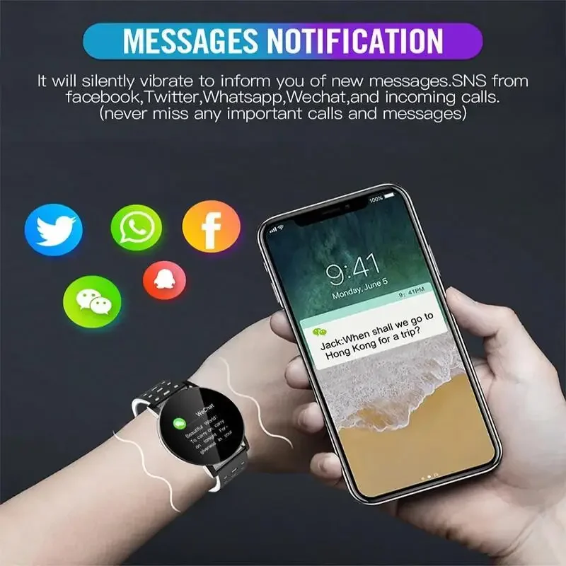 2024 Smart Watch Activity Tracker in tempo reale Cardiofrequenzimetro Sport Adulti Bambini Schermo da 1,44 "Full Touch Smartband impermeabile - immagine 3