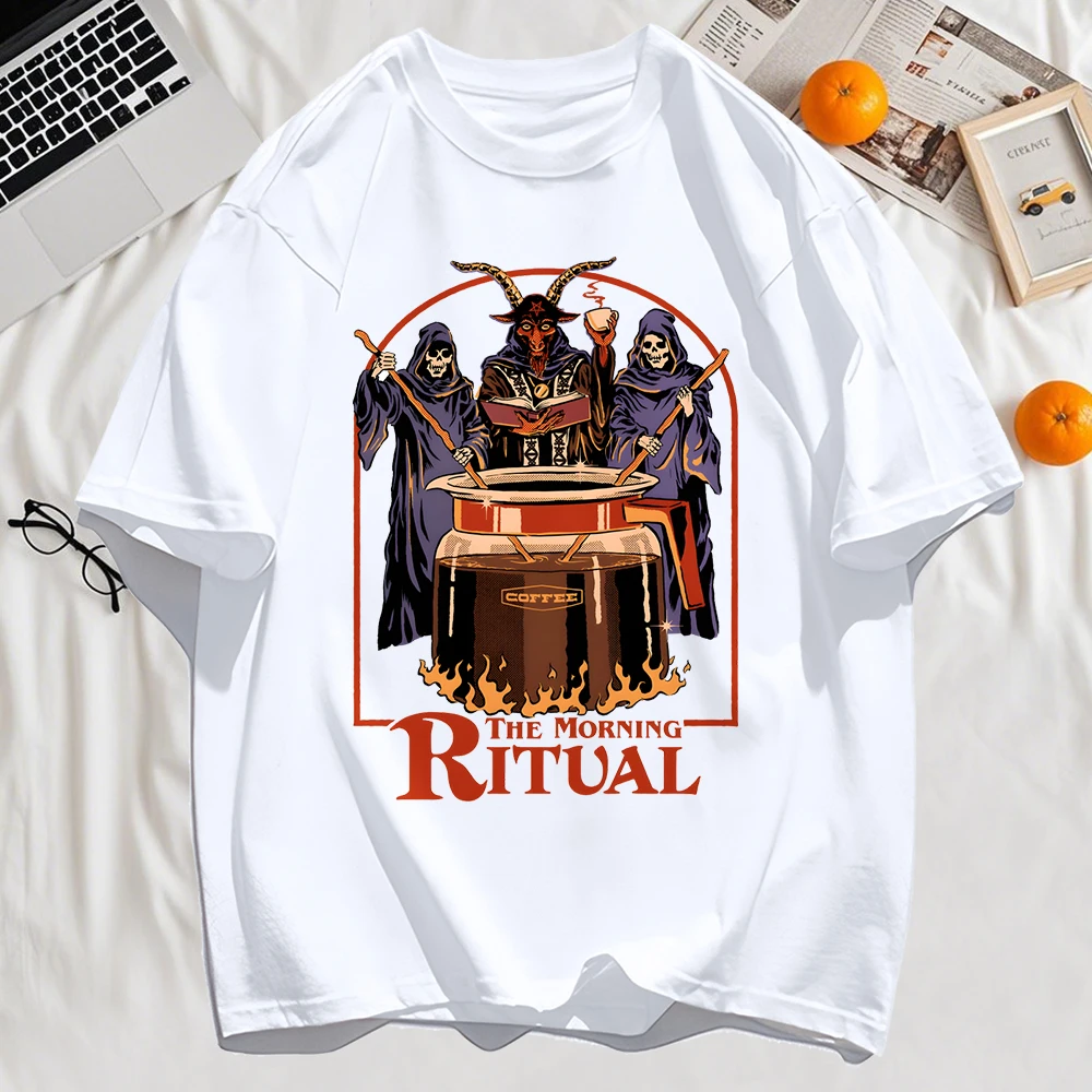 The Morning Ritual Prints Herren T-Shirt Sommer Atmungsaktive Baumwolle Lose T-Shirts All-Match O-Ausschnitt Weiches Unisex Top – Detail 10