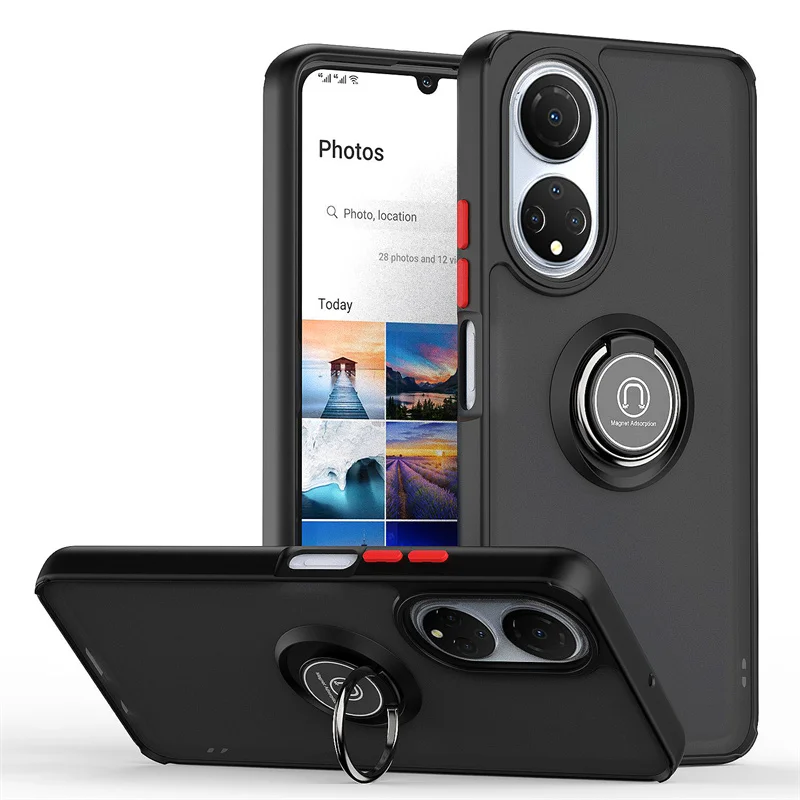 Shockproof Armor Magnetic Holder Ring Case - Durable Hard PC Back Cover