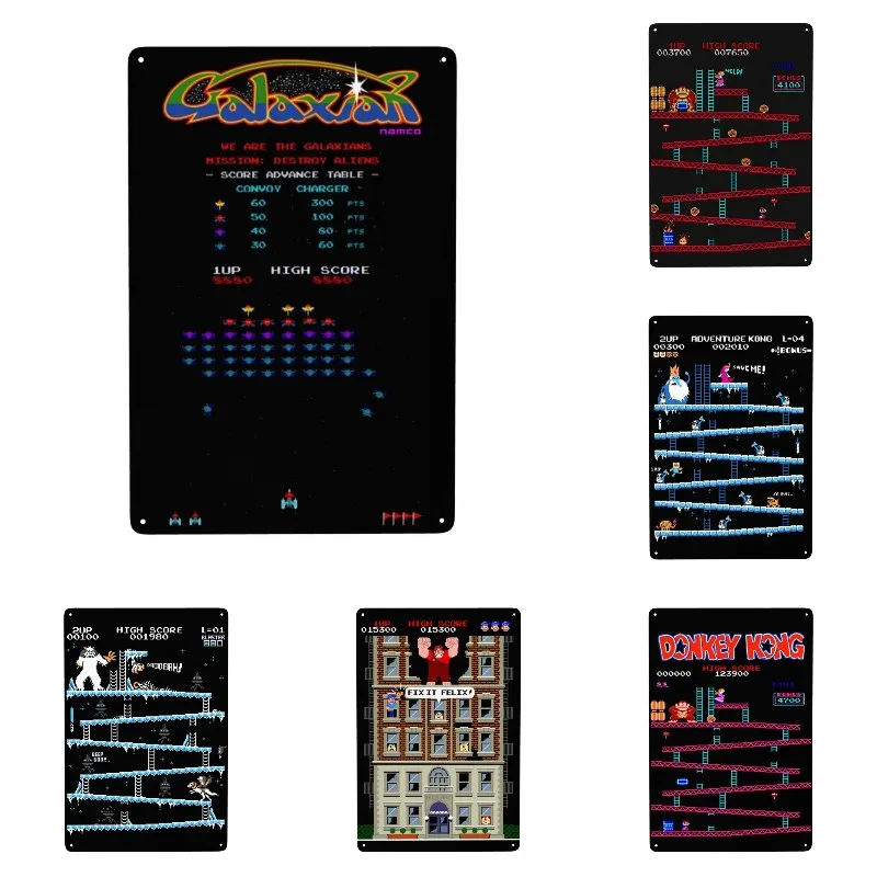 Vintage Donkey Kong Metal Tin Sign Rettangolo Custom Arcade Videogiochi Segni Targa Bar Cafe Restaurant Wall Decor Art