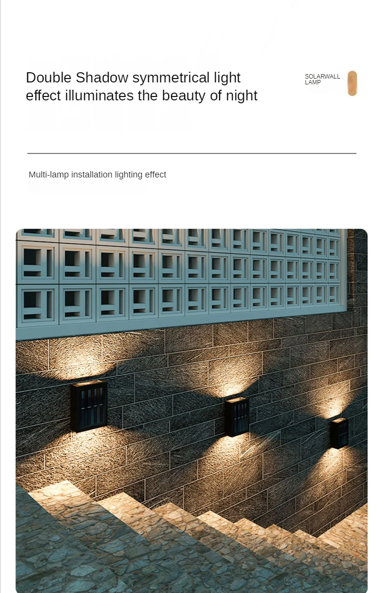 Solar Led Light Outdoor Garden Decoration Wall Lamp IP65 Waterproof Up and Down Lighting Stairs Fence Courtyard Sunlight Lamp solar lighting system