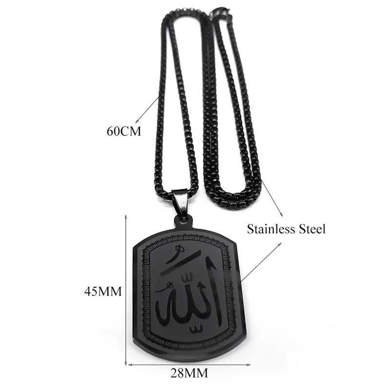 VASSAGO Collana con ciondolo di Allah con simbolo islamico musulmano Allah, collana da uomo in acciaio inossidabile con luna crescente Allah, regalo religioso, gioiello per donne e uomini, Acciaio