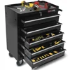 5-Drawer Steel Rolling Tool Box on Wheels Garage Workshop Organizer Storage Chest Black Anti-Rust High Capacity Portable with 1