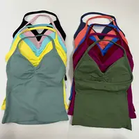 No Logo 18Colors Yoga ongline Strappy Gym Top Backless Gym Clothes Women Scrunch Built-in Bra With Removable Cups Yoga Tank Tops