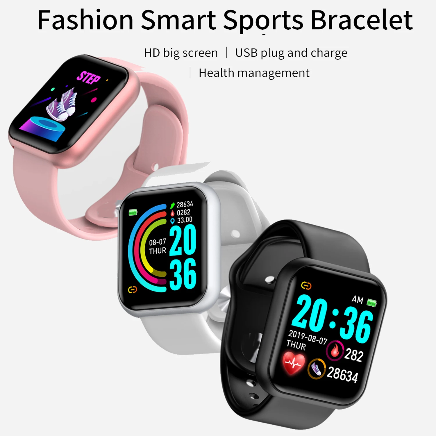 Sport Smart Watches Color Screen Life Waterproof Bluetooth Fitness Bracelet With Health Blood Pressure Heart Rate Sleep Monitor BEST SELLERS