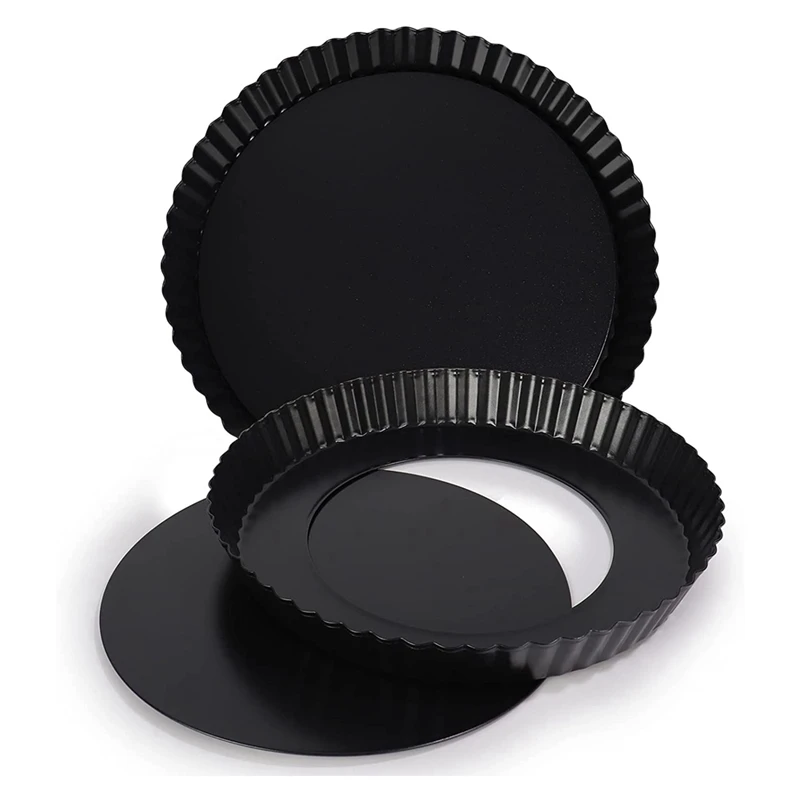 TartPansSetOf9InchQuichePanNonStickCarbonSteelTartPans