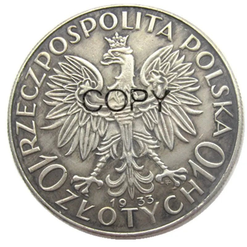 

Золотая копировальная монета, покрытая серебром 1933 пробы, Польша, 10 шт