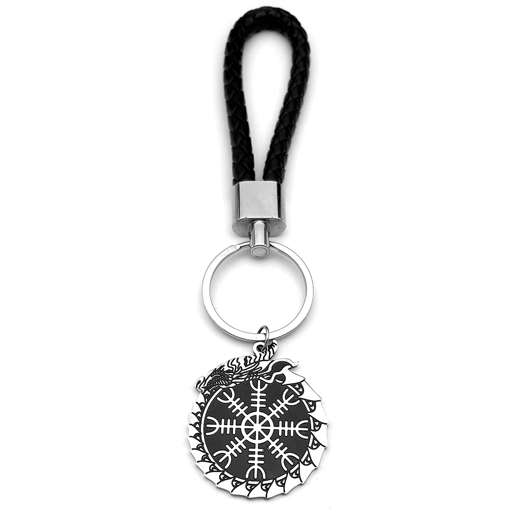 Viking Helm Of Awe Kompass Schlüsselanhänger Für Frauen Männer Edelstahl Silber Farbe Glaube Amulett Männliche Tasche Hängen Schlüsselanhänger Schmuck – Detail 8