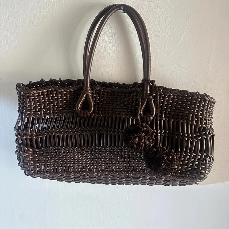 New Summer Bohemian Rattan Straw Bag Ladies Vegetable Basket Woven Bag Retro Women Totes Bag Casual Travel Beach Clutch Bags Sac