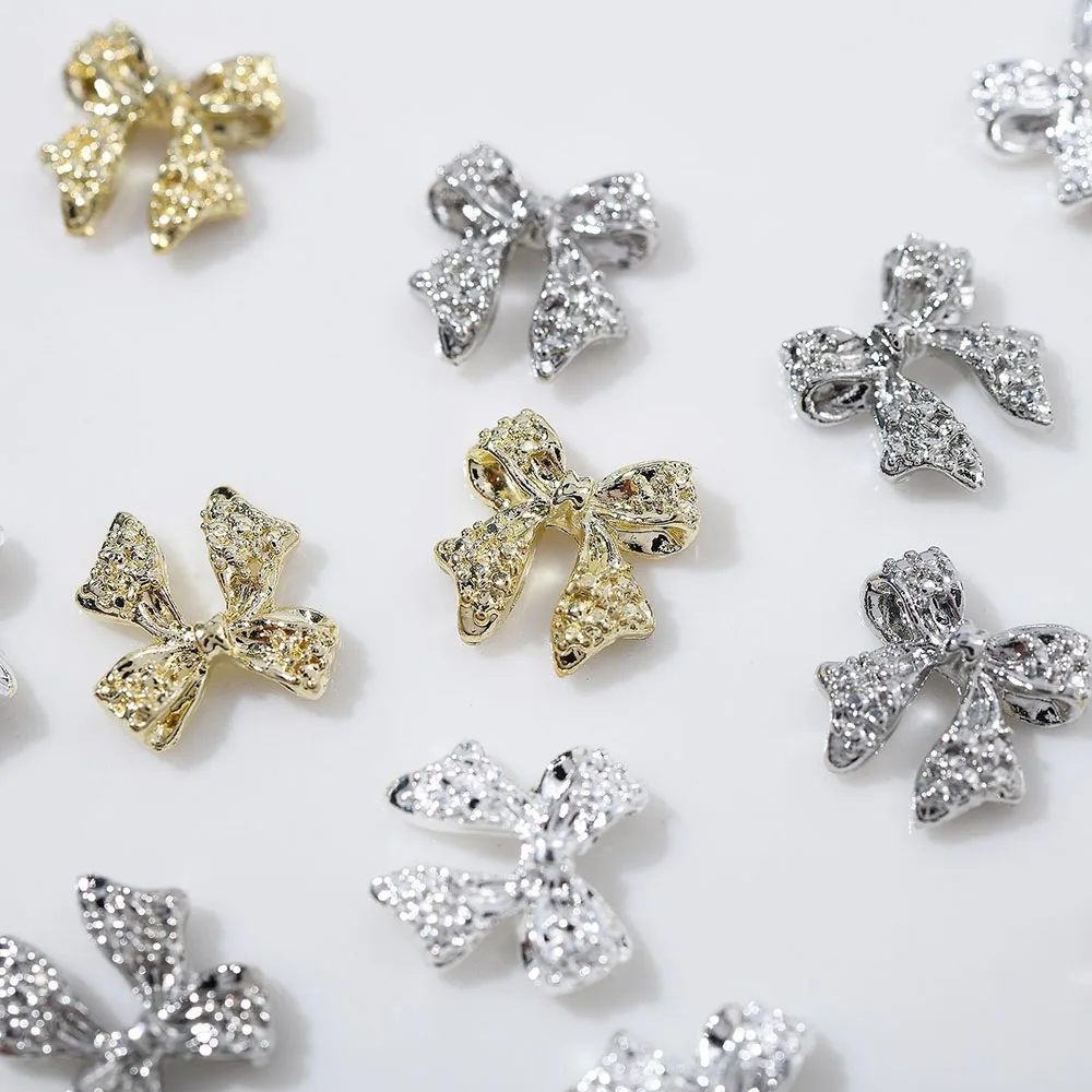 30 Stück Mix Legierung Bogen Nagel Charms für Acryl Nägel Metall Bögen Gold Silber Grau Bogen Knoten Nail Art liefert Kawaii Bogen Zubehör – Detail 1