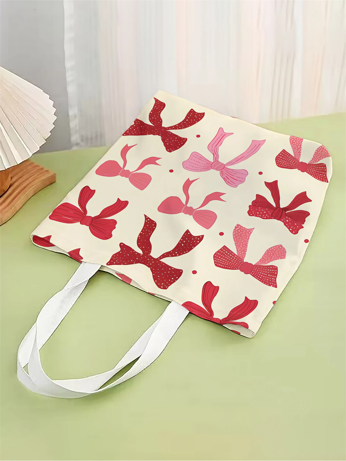 1pc,butterfly bow handbag, reusable fashionable handbag, multifunctional handbag, printed canvas shopping bag