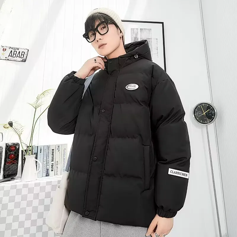

Autumn and winter new men's padded padded jacket loose thickened down casual hooded padded jacket South Korean fashion clothing