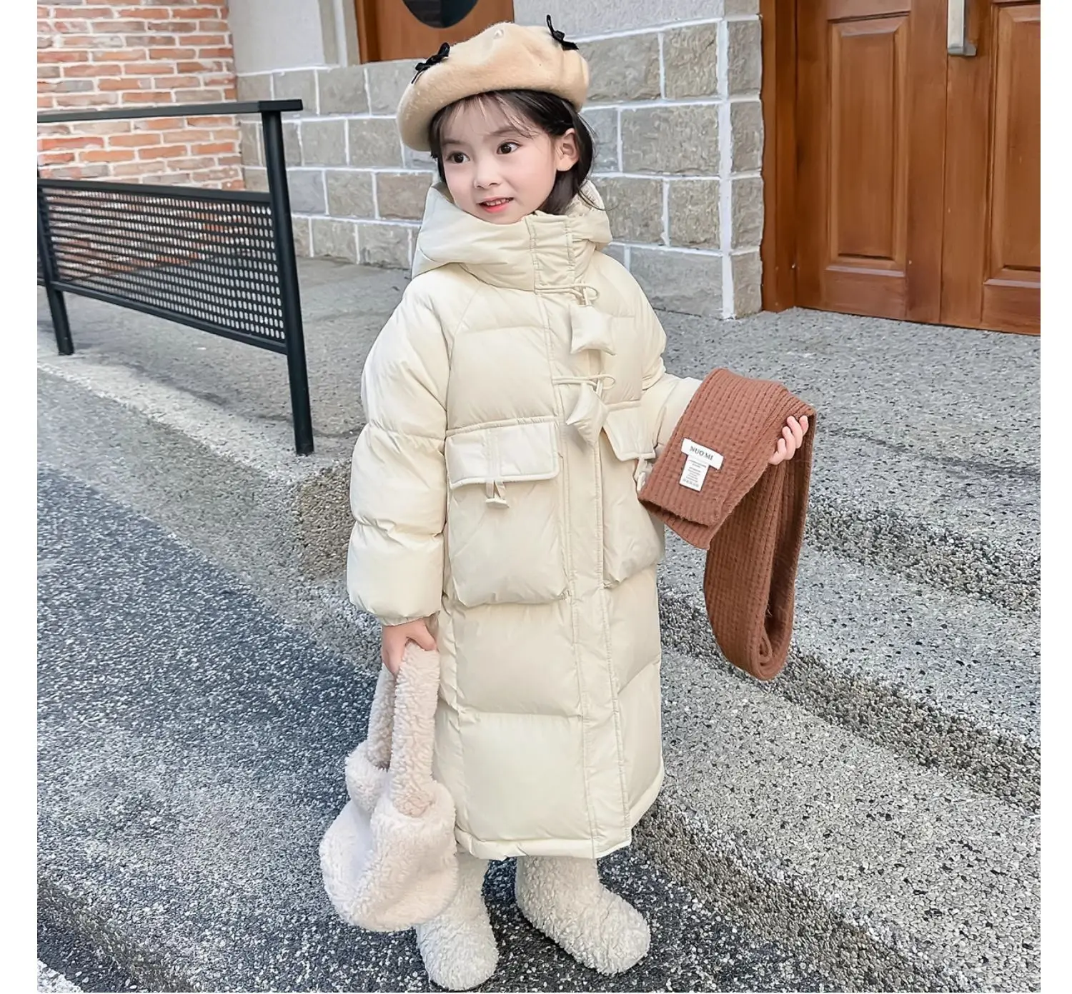 Children Extra Long Coat Winter Girls Clothing Warm Down Jacket