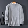New autumn/winter men's round neck sweater casual knit pullover embroidered Jumper loose 100% Merino wool Tops basic versatile 2