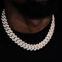 20mm Cuban Link Chain for Men Iced Out Choker Necklace Prong Setting Cubic Zirconia Big Heavy Chunky Hip Hop Jewelry