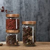 1Pcs Glass Food Storage Jars,Food Containers with Airtight Bamboo Wooden Lid for Cookies,Nuts,Coffee Beans,Cereal,Glass Canister 1